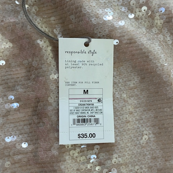 Women's Medium Mini A-Line Dress Cream Sequin. Perfect for the HOLIDAYS🤩 - Picture 6 of 8